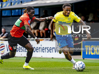 NEC player Brayann Pereira and RKC player Juan Familia-Castillo during the match RKC vs. NEC (friendly) at the Mandemakers Stadium for the D...