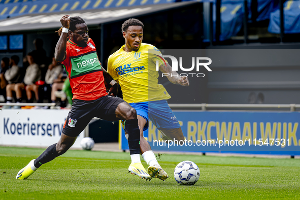 NEC player Brayann Pereira and RKC player Juan Familia-Castillo during the match RKC vs. NEC (friendly) at the Mandemakers Stadium for the D...