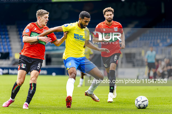 NEC player Mees Hoedemakers and RKC player Yassin Oukili during the match RKC vs. NEC (friendly) at the Mandemakers Stadium for the Dutch Er...