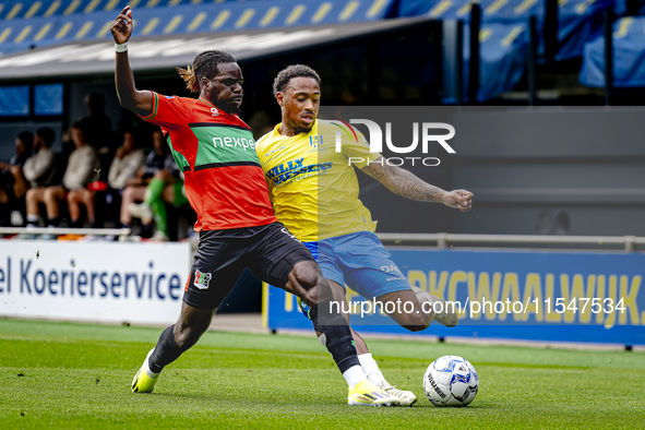 NEC player Brayann Pereira and RKC player Juan Familia-Castillo during the match RKC vs. NEC (friendly) at the Mandemakers Stadium for the D...