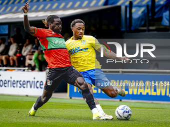 NEC player Brayann Pereira and RKC player Juan Familia-Castillo during the match RKC vs. NEC (friendly) at the Mandemakers Stadium for the D...