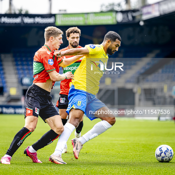 NEC player Mees Hoedemakers and RKC player Yassin Oukili during the match RKC vs. NEC (friendly) at the Mandemakers Stadium for the Dutch Er...