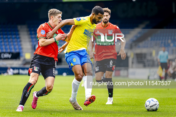 NEC player Mees Hoedemakers and RKC player Yassin Oukili during the match RKC vs. NEC (friendly) at the Mandemakers Stadium for the Dutch Er...