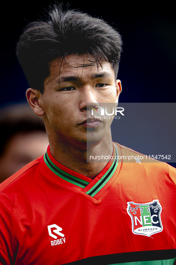 NEC player Kento Shiogai during the match RKC - NEC (friendly) at the Mandemakers Stadium for the Dutch Eredivisie season 2024-2025 in Waalw...