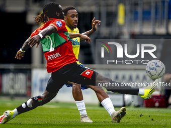 NEC player Brayann Pereira and RKC player Juan Familia-Castillo during the match RKC vs. NEC (friendly) at the Mandemakers Stadium for the D...