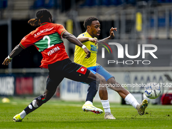 NEC player Brayann Pereira and RKC player Juan Familia-Castillo during the match RKC vs. NEC (friendly) at the Mandemakers Stadium for the D...