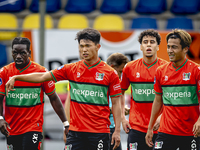 NEC player Kento Shiogai scores and celebrates the goal during the match RKC - NEC (friendly) at the Mandemakers Stadium for the Dutch Eredi...