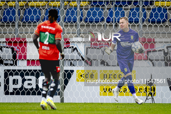 RKC goalkeeper Yanick van Osch plays during the match RKC - NEC (friendly) at the Mandemakers Stadium for the Dutch Eredivisie season 2024-2...