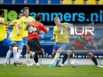 RKC player Dario van de Buijs and NEC player Kento Shiogai during the match RKC vs. NEC (friendly) at the Mandemakers Stadium for the Dutch...