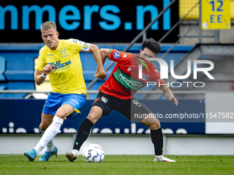 RKC player Dario van de Buijs and NEC player Kento Shiogai during the match RKC vs. NEC (friendly) at the Mandemakers Stadium for the Dutch...