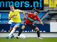 RKC player Dario van de Buijs and NEC player Kento Shiogai during the match RKC vs. NEC (friendly) at the Mandemakers Stadium for the Dutch...