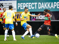 RKC player Alexander Jakobsen and NEC player Brayann Pereira during the match RKC vs. NEC (friendly) at the Mandemakers Stadium for the Dutc...