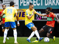 RKC player Alexander Jakobsen and NEC player Brayann Pereira during the match RKC vs. NEC (friendly) at the Mandemakers Stadium for the Dutc...