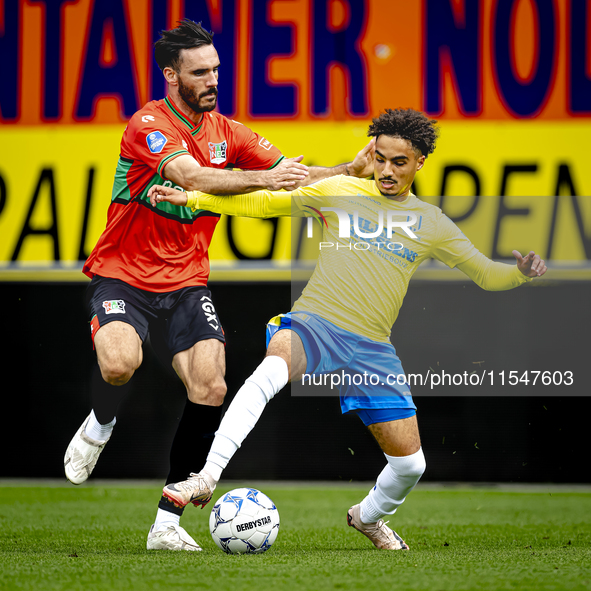 NEC player Ivan Marquez and RKC player Ilias Takidine during the match RKC vs. NEC (friendly) at the Mandemakers Stadium for the Dutch Eredi...