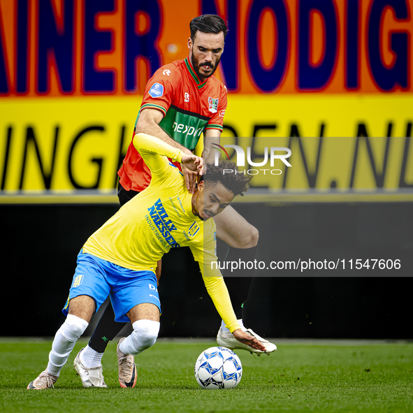 NEC player Ivan Marquez and RKC player Ilias Takidine during the match RKC vs. NEC (friendly) at the Mandemakers Stadium for the Dutch Eredi...