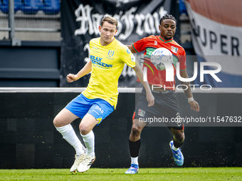 NEC player Sontje Hansen and RKC player Julian Lelieveld during the match RKC vs. NEC (friendly) at the Mandemakers Stadium for the Dutch Er...