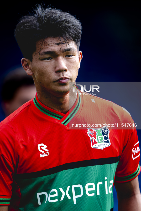 NEC player Kento Shiogai during the match RKC - NEC (friendly) at the Mandemakers Stadium for the Dutch Eredivisie season 2024-2025 in Waalw...