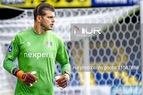 NEC goalkeeper Stijn van Gassel plays during the match RKC - NEC (friendly) at the Mandemakers Stadium for the Dutch Eredivisie season 2024-...