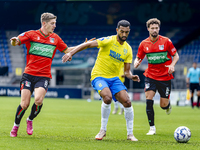 NEC player Mees Hoedemakers, RKC player Yassin Oukili, and NEC player Philippe Sandler during the match RKC vs. NEC (friendly) at the Mandem...