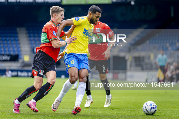 NEC player Mees Hoedemakers and RKC player Yassin Oukili during the match RKC vs. NEC (friendly) at the Mandemakers Stadium for the Dutch Er...