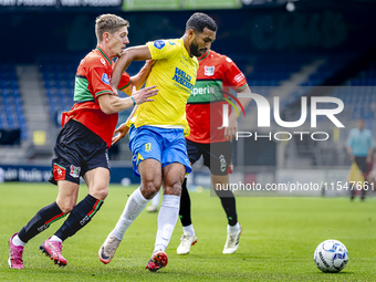 NEC player Mees Hoedemakers and RKC player Yassin Oukili during the match RKC vs. NEC (friendly) at the Mandemakers Stadium for the Dutch Er...