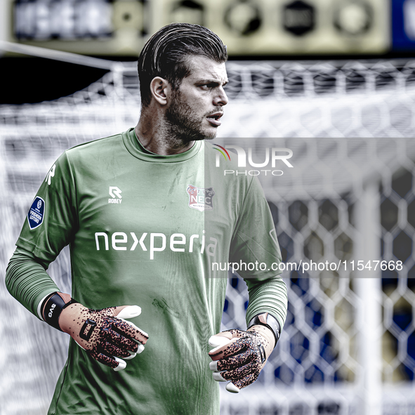 NEC goalkeeper Stijn van Gassel plays during the match RKC - NEC (friendly) at the Mandemakers Stadium for the Dutch Eredivisie season 2024-...