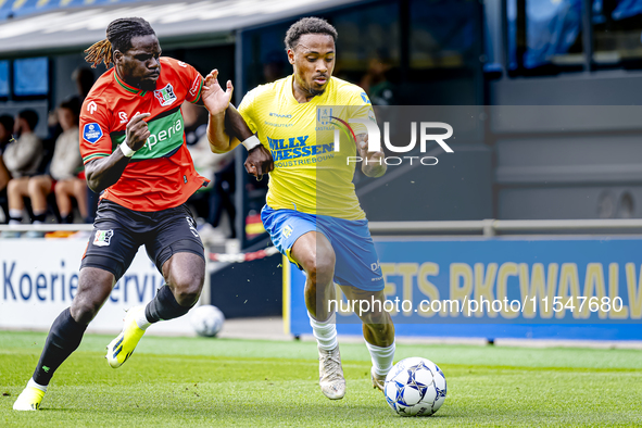 NEC player Brayann Pereira and RKC player Juan Familia-Castillo during the match RKC vs. NEC (friendly) at the Mandemakers Stadium for the D...