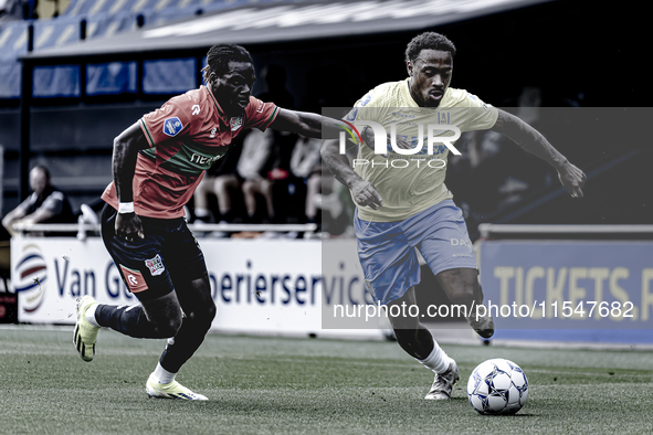 NEC player Brayann Pereira and RKC player Juan Familia-Castillo during the match RKC vs. NEC (friendly) at the Mandemakers Stadium for the D...