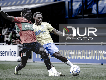 NEC player Brayann Pereira and RKC player Juan Familia-Castillo during the match RKC vs. NEC (friendly) at the Mandemakers Stadium for the D...