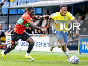 NEC player Brayann Pereira and RKC player Juan Familia-Castillo during the match RKC vs. NEC (friendly) at the Mandemakers Stadium for the D...