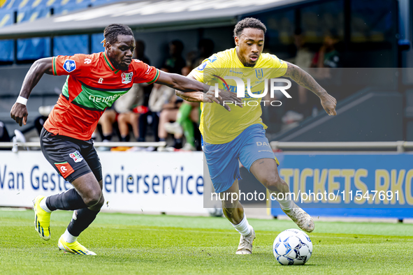 NEC player Brayann Pereira and RKC player Juan Familia-Castillo during the match RKC vs. NEC (friendly) at the Mandemakers Stadium for the D...