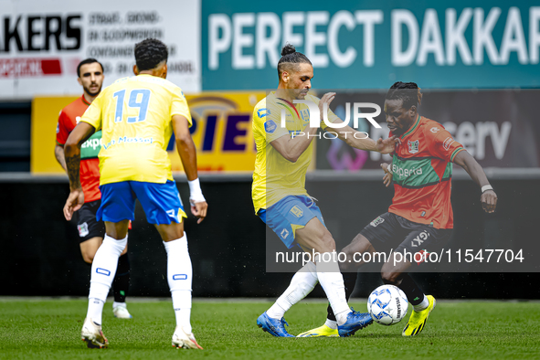 RKC player Alexander Jakobsen and NEC player Brayann Pereira during the match RKC vs. NEC (friendly) at the Mandemakers Stadium for the Dutc...