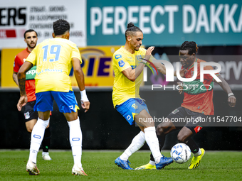 RKC player Alexander Jakobsen and NEC player Brayann Pereira during the match RKC vs. NEC (friendly) at the Mandemakers Stadium for the Dutc...