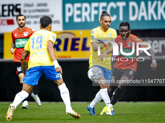 RKC player Alexander Jakobsen and NEC player Brayann Pereira during the match RKC vs. NEC (friendly) at the Mandemakers Stadium for the Dutc...