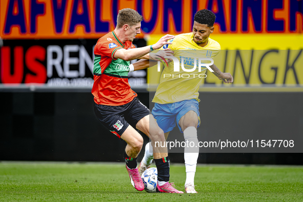 NEC player Mees Hoedemakers and RKC player Richonell Margaret during the match RKC vs. NEC (friendly) at the Mandemakers Stadium for the Dut...