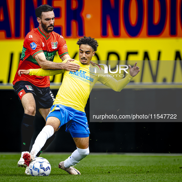 NEC player Ivan Marquez and RKC player Ilias Takidine during the match RKC vs. NEC (friendly) at the Mandemakers Stadium for the Dutch Eredi...