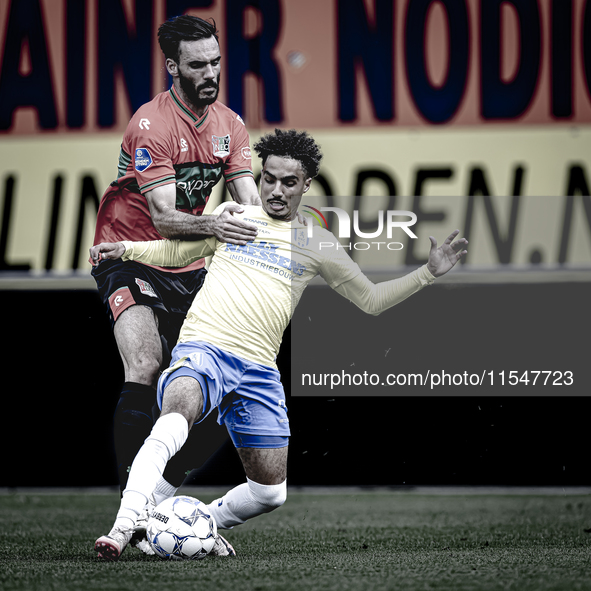 NEC player Ivan Marquez and RKC player Ilias Takidine during the match RKC vs. NEC (friendly) at the Mandemakers Stadium for the Dutch Eredi...