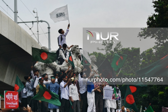 The Anti-Discrimination Student Movement holds the 'Shahidi March' program at Dhaka University in Dhaka, Bangladesh, on September 5, 2024, m...