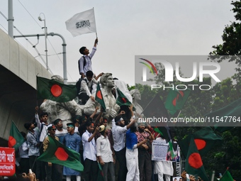 The Anti-Discrimination Student Movement holds the 'Shahidi March' program at Dhaka University in Dhaka, Bangladesh, on September 5, 2024, m...