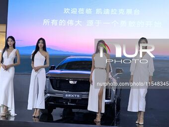 A new car is unveiled at the 23rd Autumn International Auto Show in Qingdao, China, on September 5, 2024. (