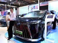 People look at various vehicles at the 23rd Autumn International Auto Show in Qingdao, China, on September 5, 2024. (