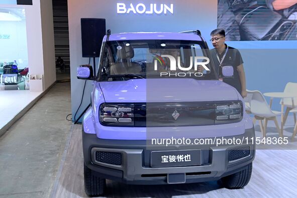 People look at various vehicles at the 23rd Autumn International Auto Show in Qingdao, China, on September 5, 2024. 