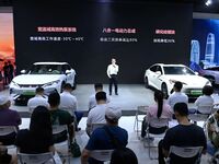 People look at various vehicles at the 23rd Autumn International Auto Show in Qingdao, China, on September 5, 2024. (