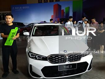 People look at various vehicles at the 23rd Autumn International Auto Show in Qingdao, China, on September 5, 2024. (