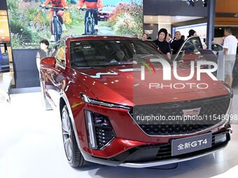 People look at various vehicles at the 23rd Autumn International Auto Show in Qingdao, China, on September 5, 2024. (