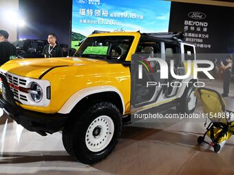 People look at various vehicles at the 23rd Autumn International Auto Show in Qingdao, China, on September 5, 2024. (