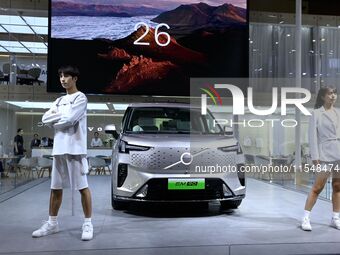 A new car is unveiled at the 23rd Autumn International Auto Show in Qingdao, China, on September 5, 2024. (