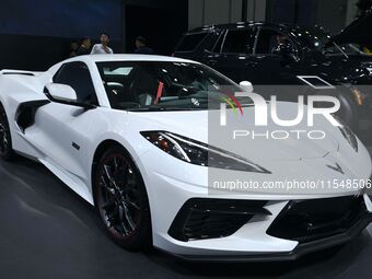 People look at various vehicles at the 23rd Autumn International Auto Show in Qingdao, China, on September 5, 2024. (