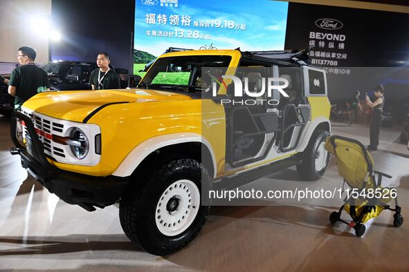 People look at various vehicles at the 23rd Autumn International Auto Show in Qingdao, China, on September 5, 2024. 