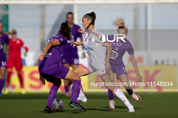 Nina Matejic of Crvena Zvezda is in action during the UEFA Women's Champions League First qualifying round, Semi-finals CP-Group 4 soccer ma...